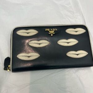 Authentic PRADA lip leather wallet